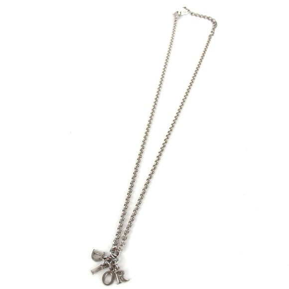 Authentic Christian Dior Logo charm Necklace metal [Used] - Picture 2 of 6